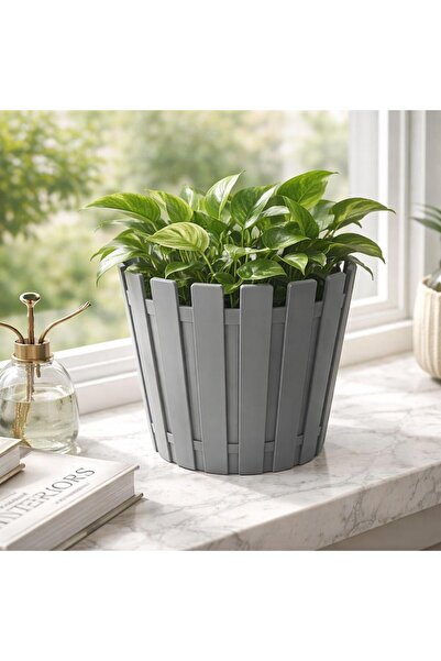 POLİVAHOME Akasya Pastel Saksı 1 Litre 14 cm Plastik Drenaj Izgaralı Çiçek Sa...
