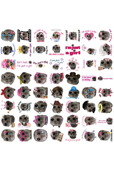 Choice1 112PCS 56PCS Sad Hamster Meme Cute Mouse Fun Pattern Sticker Aestheti...