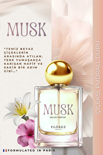 FLOREZ KADIN PARFÜMÜ - MUSK - Yasemin, Pudra, Amber, Ylang Ylang Edp 50 Ml