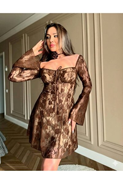 zoezoe Antonio Tasarım Dantel Mini Elbise