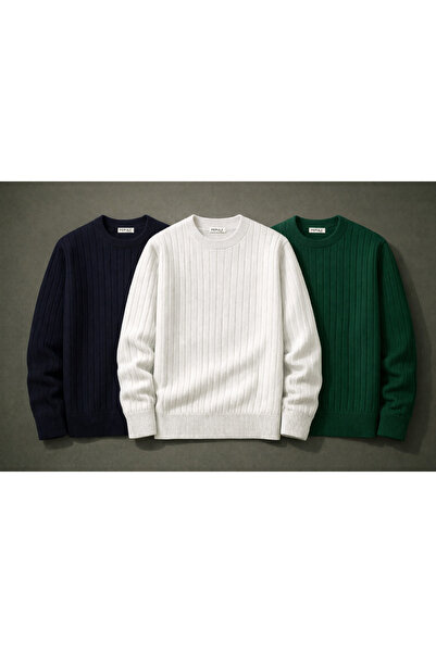 pepule 3-Pack Men's Winter Knitwear Sweater Knitted Cycling Casual Wear