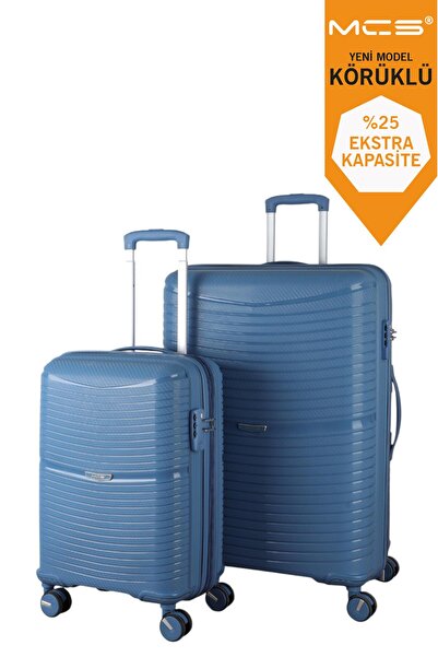 MÇS V379 AURA Y.ÜRETİM PP VALİZ 55 CM + 75 CM SİYAH SET