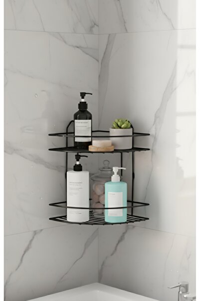 NOYALES HOME رف زاوية للحمام من الفولاذ المقاوم للصدأ ذو طبقتين باللون الأسود...
