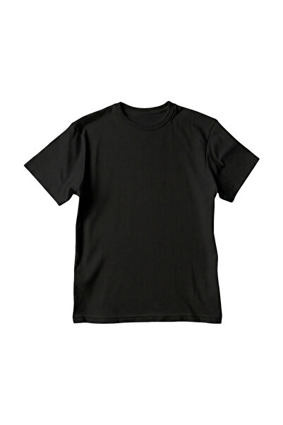 aytok tekstil Makiteks Black Crew Neck Basic Cotton T-Shirt - Single and Mult...