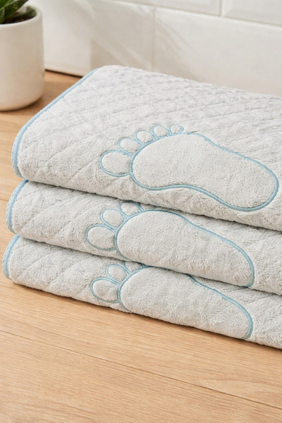 Motif Mağaza 3 Adet %100 Pamuk Kapitoneli Ayak Havlusu Banyo Paspası