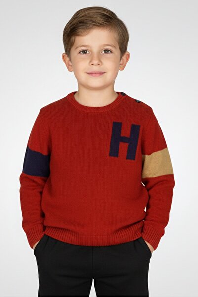 Overkids Toddlers Boy Knitted Long Sleeve Sweater, Maroon