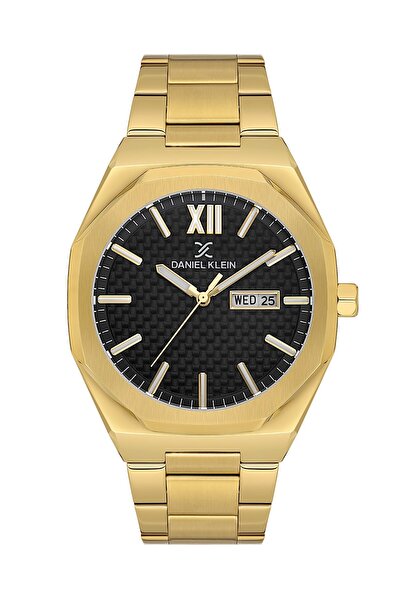 Daniel Klein Men's Black Band Gold Color 43 mm Wrist Watch