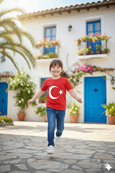 Parti Kırtasiye Unisex majica za devojčice Crveni Polumesec Zvezda Štampano M...