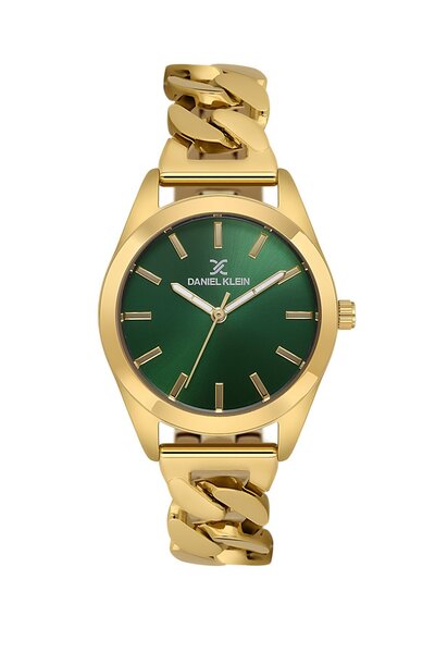 Daniel Klein Women's Wristwatch and Bracelet with Green Dial Gold Color 32 mm...