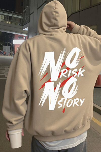 EFFRENATU No Risk Print Hooded Oversized Sweatshirt