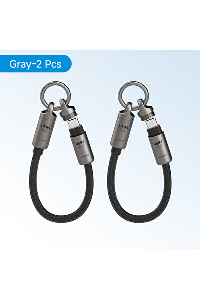 Choice سلسلة مفاتيح رمادية، قطعتان، كابل هاجيبس قصير USB4، سلسلة مفاتيح محمول...