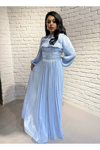 moneta boutique Women's Elegant Chiffon Pleated Long Dress – Lined & Fitted a...