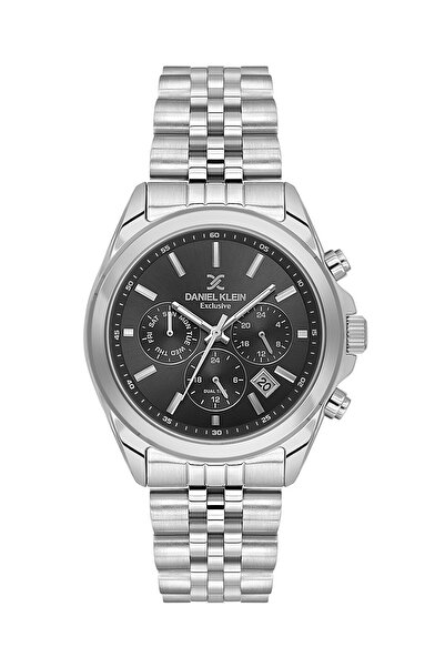 Daniel Klein Silver Black Color 42 mm Gift Packaged Inside Gauges Active Men'...