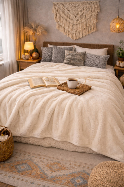 IZAHOUSE LIVING Çift Kişilik Yumoş Super Soft Battaniye