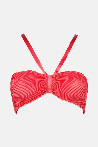 ASOS Women 1 Piece Textured Bikini Top, Red