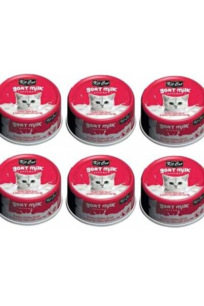 Kit Kat طعام رطب للقطط بنكهة الدجاج بدون عظم والسمك المدخن مع حليب الماعز، 6 ...