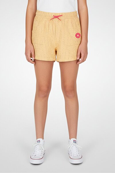 Converse شورت رياضي للبنات مناسب للأنشطة الخارجية، أصفر