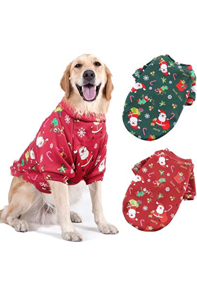 KUNSHAO طقم ملابس عيد الميلاد للكلاب الكبيرة من قطعتين من AFYHH - أزياء شتوية...
