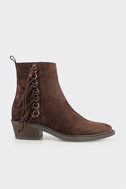 Elle Shoes Kahve Deri Kadın Western Bot