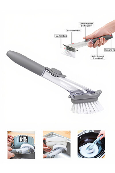 Generic Multi-functional long-handled kitchen utensil and tableware cleaning ...