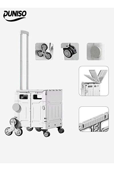DOMEET Folding Shopping Trolley with Stair Climbing Wheels，Adjustable Height ...