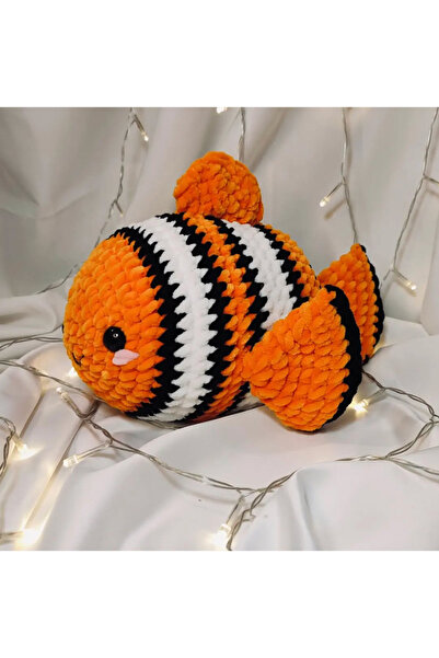 zeanqua El Yapımı Amigurumi Turuncu Çizgili Balık Oyuncak - Amigurumi Peluş O...