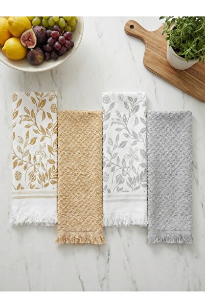 FERAY TEXTILE Dekoratif 4'lü Şık Mutfak Havlusu & Kurulama Bezi