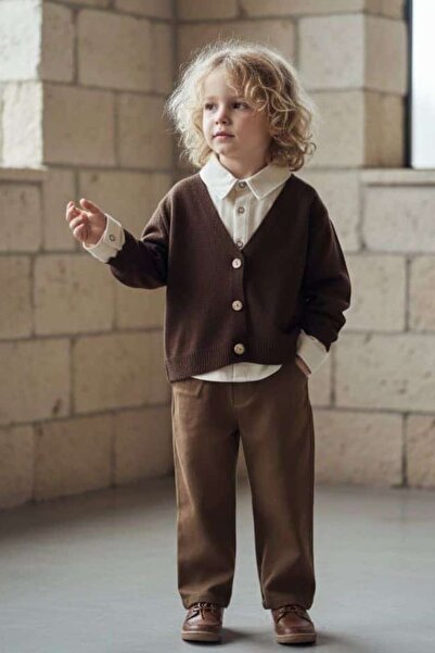 Minigimin Cicileri Tricotaj Cardigan Cămașă Pantaloni Set 3 piese pentru băia...