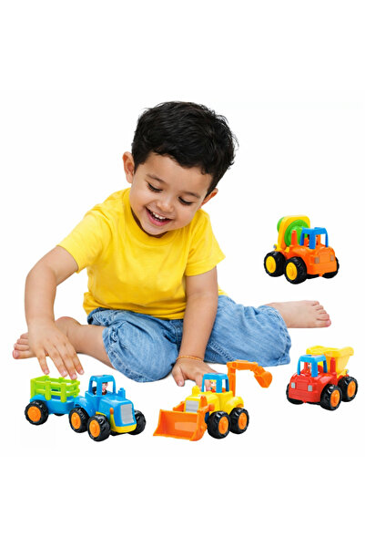smile toys Construction Vehicles for Kids – Educational Playset, 4 Friction-D...