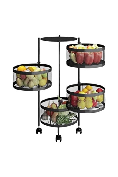 WDA Rolling Storage Cart, Metal Mesh Basket Organiser with Wheels, Round Frame