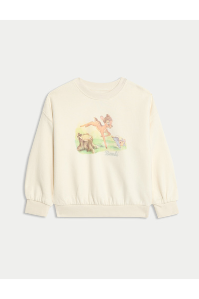 Marks & Spencer Saf Pamuklu Bambi™ Sweatshirt (2-8 Yaş)