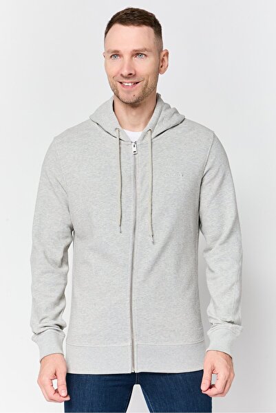 Diesel هودي رجالي بأكمام طويلة منقوش، رمادي