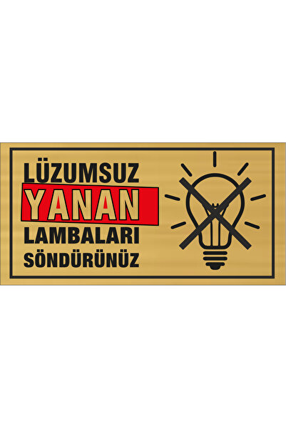 sıradışıhediyem Extinguish Unnecessary Lamps Metal Warning 20X10 cm