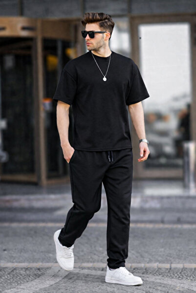 YAKAMEL Ανδρικό σετ φόρμας με κοντά μανίκια, ελαστικό, άνετη εφαρμογή, για κα...