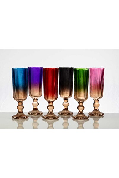 yuvambella Diamond Julia 6'lı Gold-Rengarenk- Kahveyanı Bardak Seti-Meşrubat-...