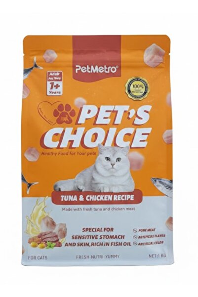 PetMetro طعام القطط البالغة من بيتس تشويس - بنكهة التونة والدجاج - 1 كجم - لد...