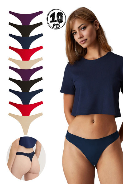 Yohannes Club Cotton Basic Thong Panties, 10-Pack, Economical Set