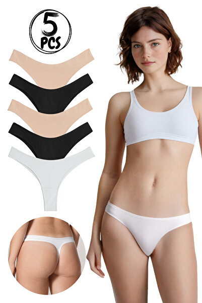 Yohannes Club , Cotton Basic Thong Panties, 5-Pack, Classic Colors Thong Set