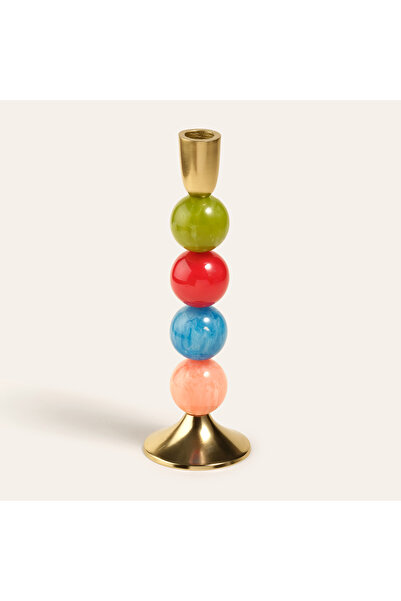 Zsa Zsa Zsu Tanda Alumınyum Şamdan 8x8x26 Cm Altın - Renkli