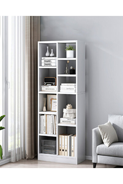 Generic 10-Cube Wooden Bookcase, Freestanding Bookshelf with 10 Compartments