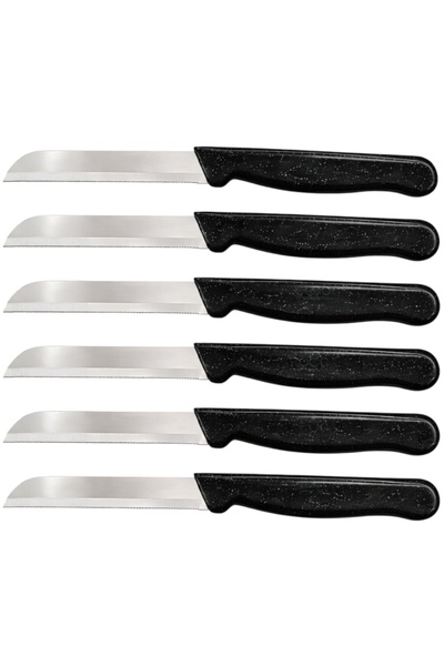 Evsun Home Collection Simli 6’lı Tırtıklı Meyve Bıçağı Siyah