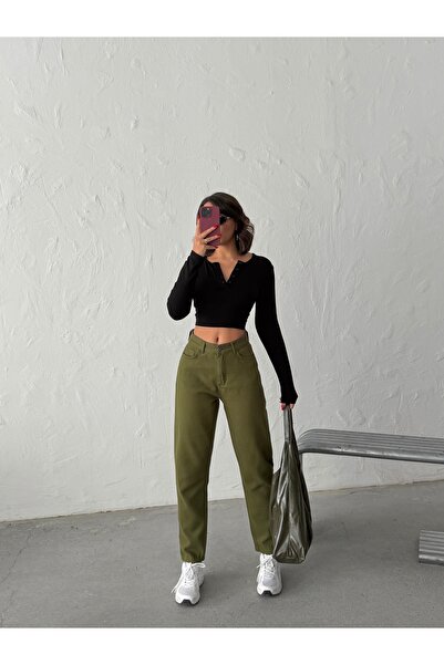 blue wings denım co. ΨΗΛΟΜΕΣΗ ΛΙΝΟ ΠΑΝΤΕΛΟΝΙ MOM