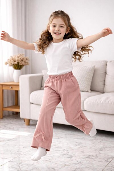 NOVERAM KİDS بيجامة بناتية من قماش ريبا مرن مع تفاصيل فيونكة