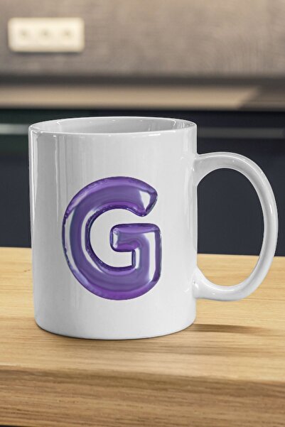 HobiShop Purple Balloon Letter G Mug| Letter G Printed Mug| Letter Printed Mu...