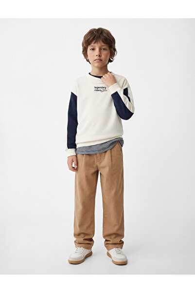 Koton Shardonlu Color Contrast Long Sleeve Crew Neck Printed Oversize Sweatshirt