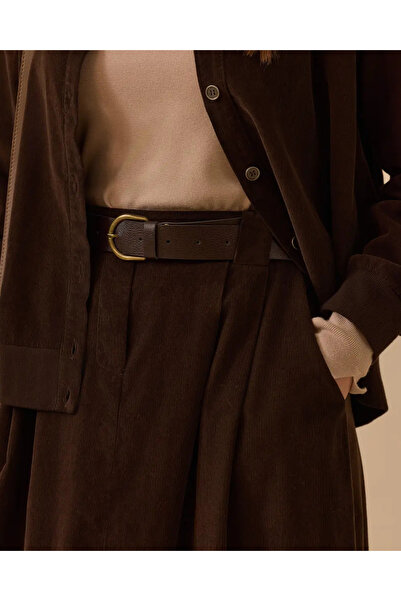 SEÇİLSTORE 1020 BELİ KEMERLİ LASTİKLİ ÖNÜ PİLE DETAYLI KADİFE ETEK 1000252161...