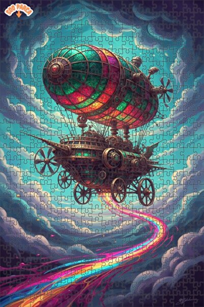 Teona Ahşap لغز خشبي ملون بإطار على شكل سفينة بخارية مكون من طابقين 500 قطعة ...