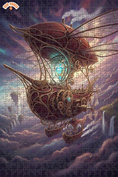 Teona Ahşap لغز خشبي فني بتصميم سفينة السماء، لغز خشبي بإطار مزدوج الطبقات، 5...