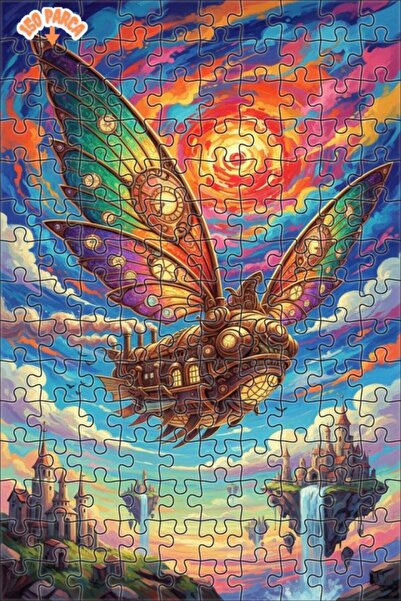 Teona Ahşap لغز خشبي مؤطر ذو طبقتين بتصميم سفينة مجنحة بالبخار وفن الرسم الزي...