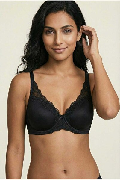 Infaith Sutien negru pentru femei, cu dantelă și burete, cu armătură și buret...